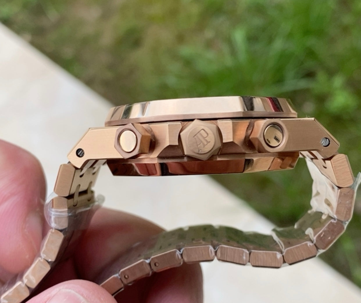 AP Chronograph- اي بي كلين روز جولد طبق الاصل تعقيدة الماكينة كرونو مطابقة للاصلية