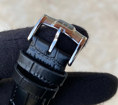 اوميغا توربين بيج ديت التصميم الكلاسيك - جلد اسود و لون المينا كابتشينو اومبريه