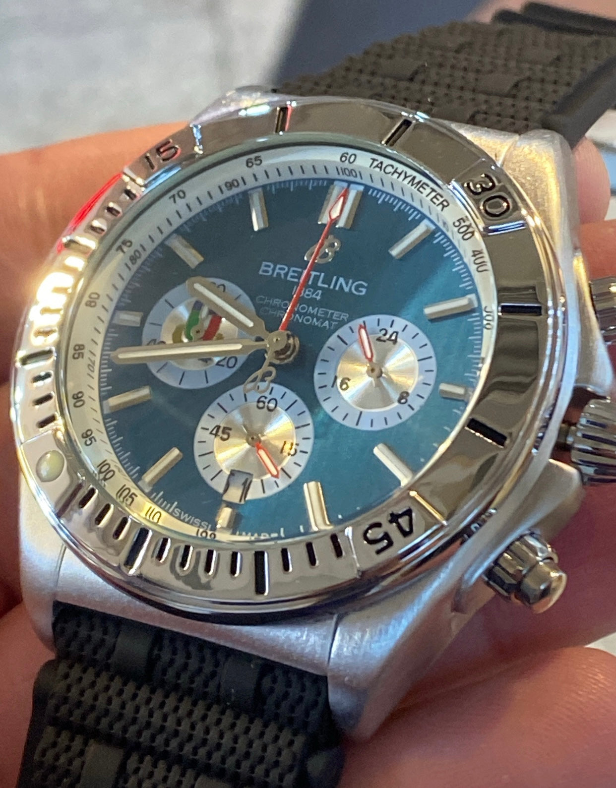 بريتلنج فضي و ازرق