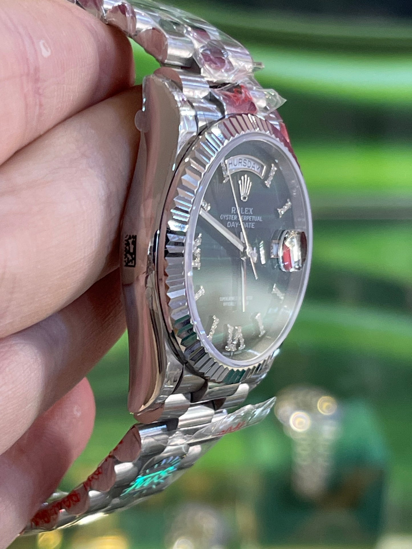 رولكس نسائي كلين طبق الأصل ارقام روماني مينا اخضر داي ديت سير بريزيدنشل