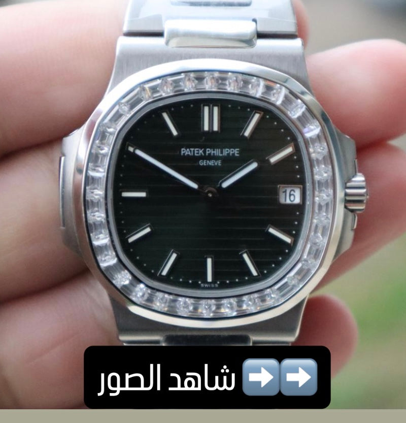 باتيك فيليب نوتلس مينا زيتوني بيزل الماس كلين طبق الأصل  - حبة واحدة فقط