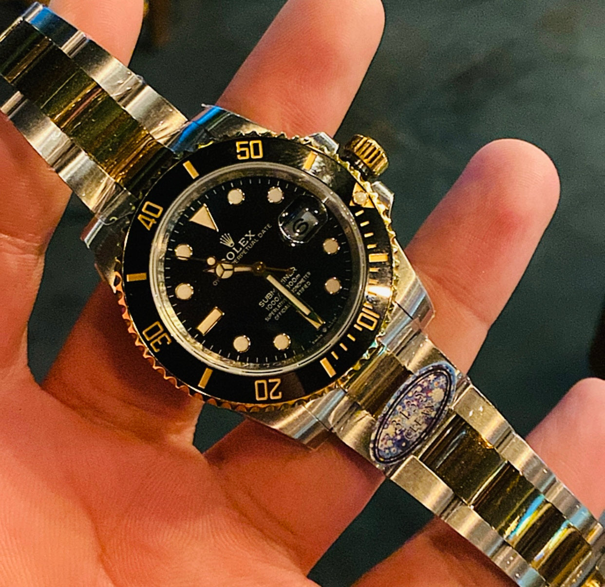 رولكس سابمارينر تو تون جولد كلين طبق الأصل - ماكينة سويسري - هذه صور الساعة الحقيقية