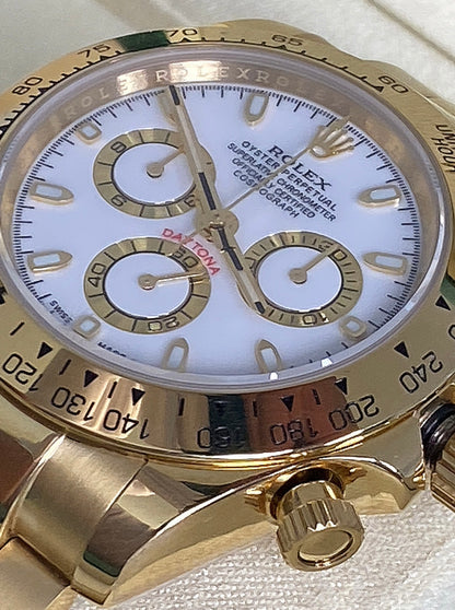 رولكس دايتونا ذهب اصفر مينا ابيض كلين - ذهب طلاء عيار ١٨  ليعطي نفس لمعان الأصلي