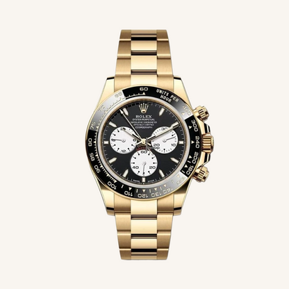 40 mm رولكس دايتونا ذهب أصفر بقرص أسود وسناتر بيضاء