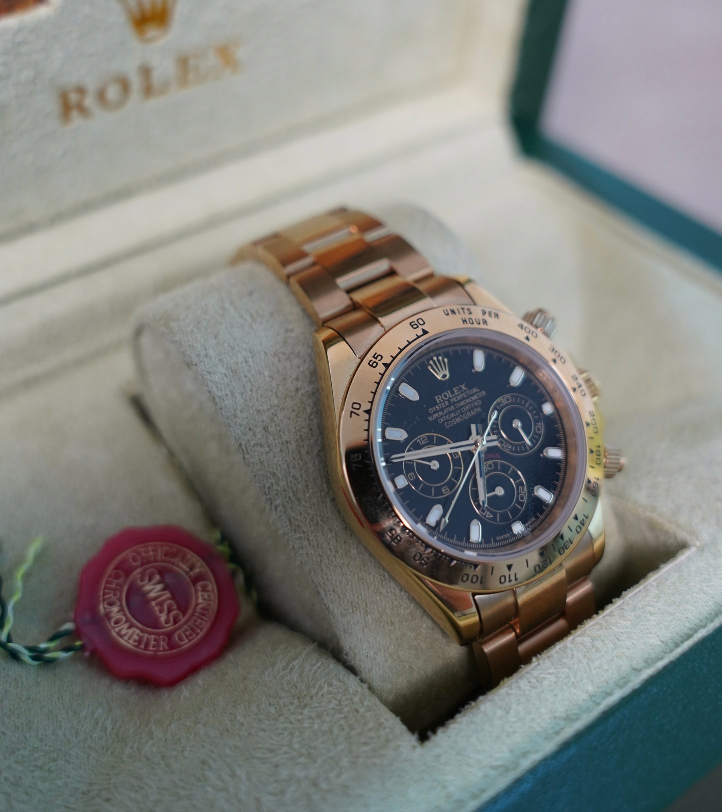 43 mm رولكس دايتونا ذهبي و اسود سوبر كواليتي