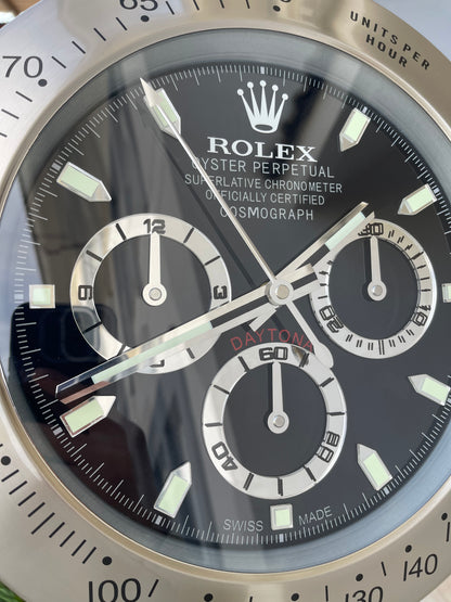 قسم رجال الأعمال ساعه حائط بتصميم رولكس دايتونا سلفر من الداخل اسود