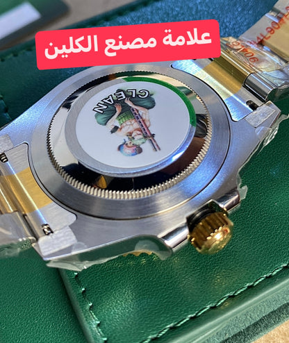 40 mm رولكس جي ام تي جولد اويستر تو تون - طلاء ذهب ١٨ طبق الاصل ، ماكينة سويسري - حبة واحدة فقط