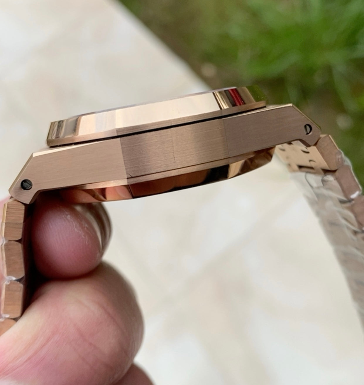 AP Chronograph- اي بي كلين روز جولد طبق الاصل تعقيدة الماكينة كرونو مطابقة للاصلية