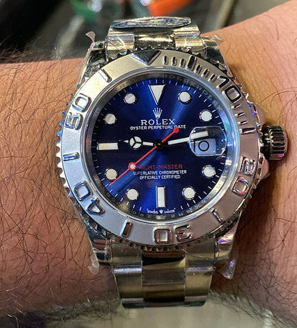 رولكس ياخت ماستر ون مينا ازرق بيزل تيتانيوم- كلين طبق الأصل ماكينة سويسري حبة واحدة
