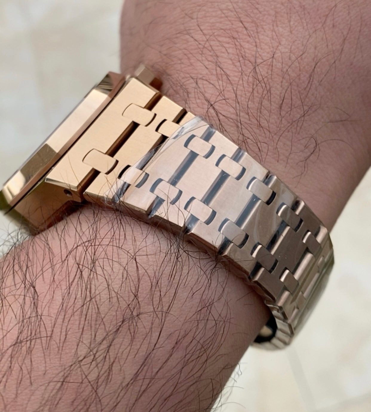 AP Chronograph- اي بي كلين روز جولد طبق الاصل تعقيدة الماكينة كرونو مطابقة للاصلية