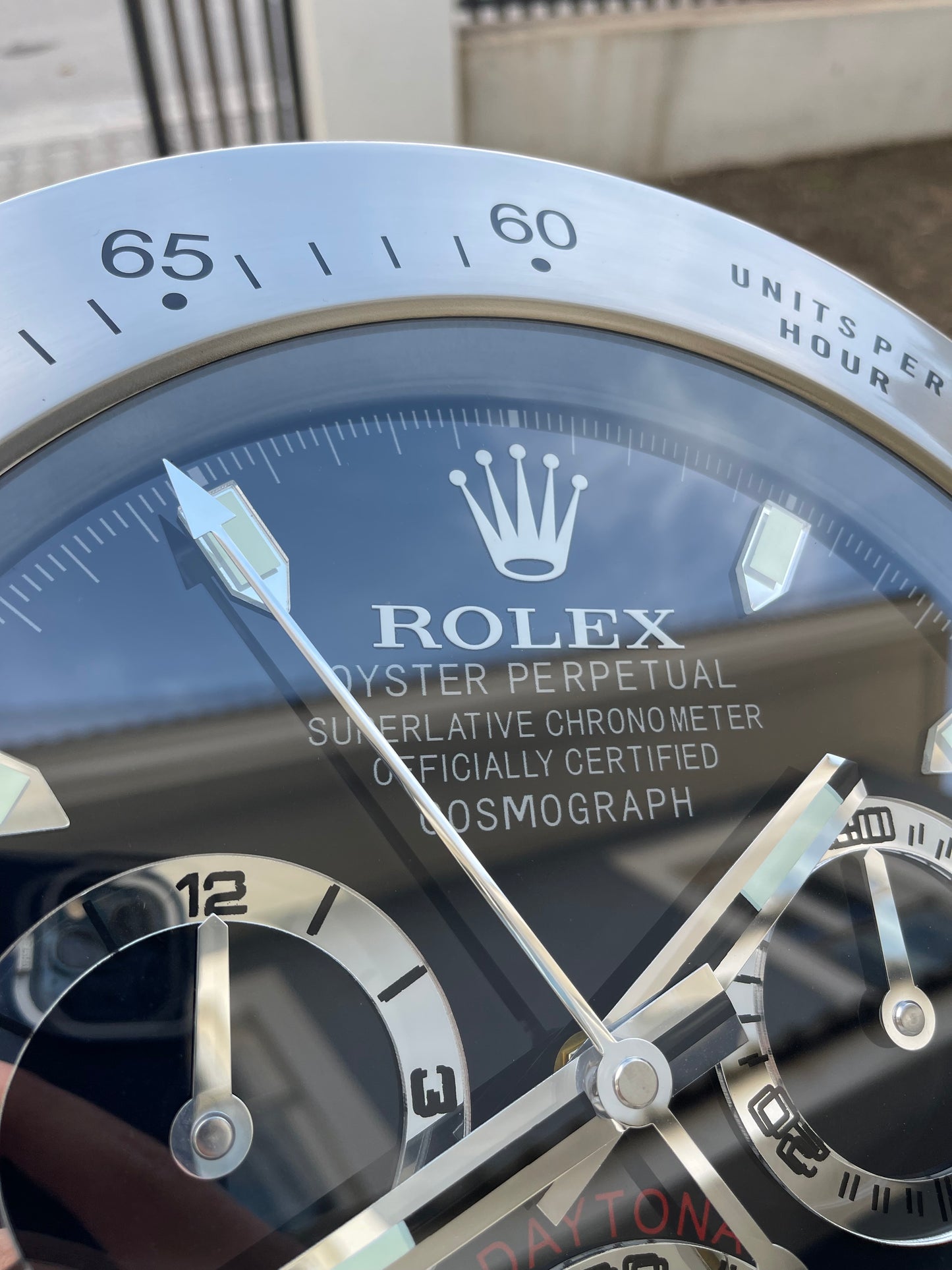 قسم رجال الأعمال ساعه حائط بتصميم رولكس دايتونا سلفر من الداخل اسود