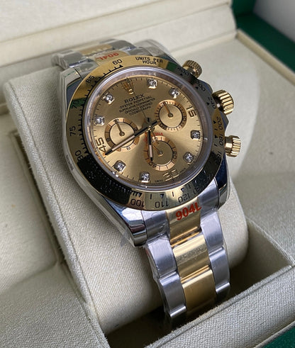 رولكس دايتونا ستيل و ذهب اصفر مينا ذهب  كلين - ذهب طلاء عيار ١٨  ليعطي نفس لمعان الأصلي
