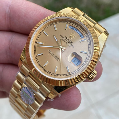 رولكس داي ديت يالو جولد ذهب اصفر- كلين طبق الاصل لاتفرق - الذهب طلاء عيار ١٨  ماكينة مطابقة لرواكس الاصلية - سيريال حقيقي محفور عالساعة