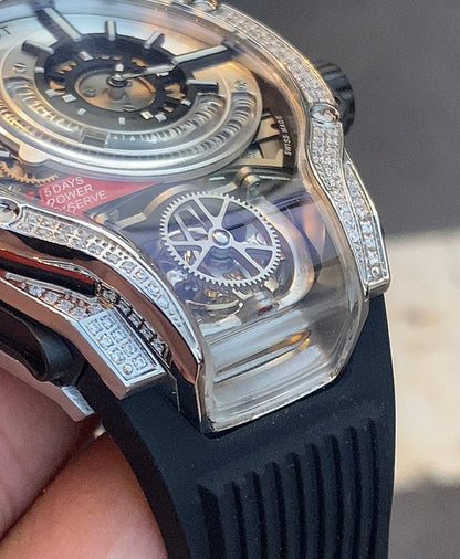 هوبلوت بيجبانج فلوتينج توربيون سلڤر دايموند ( زركونيا نقي و الساعة اعلى جودة بعد الاصلية ) - صور حقيقية بالموبايل بدون تعديل (السعر بالدينار الاردني 600 دينار)