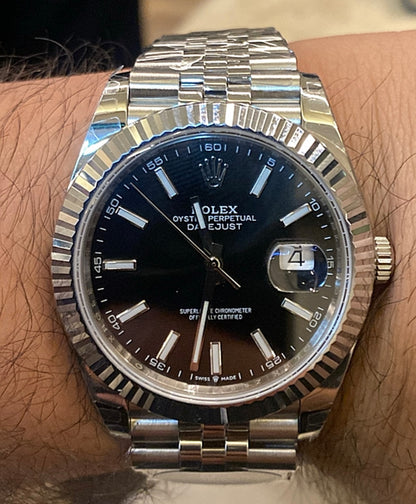 رولكس دايت جست مينا اسود ستراب جوبلي - كلين طبق الأصل ماكينة سويسري