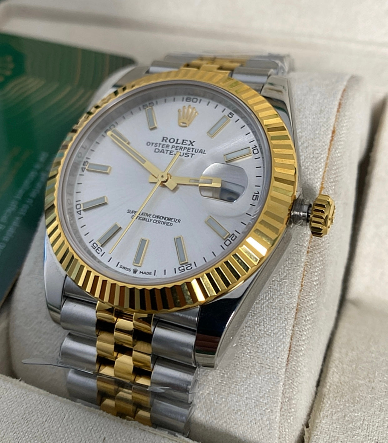 روليكس دايت جست كلين تطابق مع الأصلية- تو تون طلاء ذهب ١٨ مكينة اوتوماتك تصميم سويسري