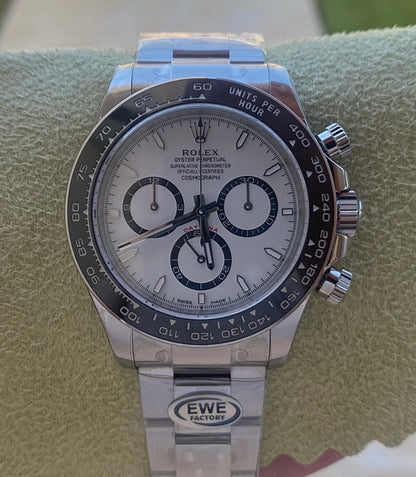 40 mm رولكس دايتونا باندا مينا أبيض وبازل أسود