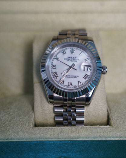 41 mm رولكس داي جست مينا صدف ابيض - الساعة نادرة متوفر قطعة واحدة كلين تايتل