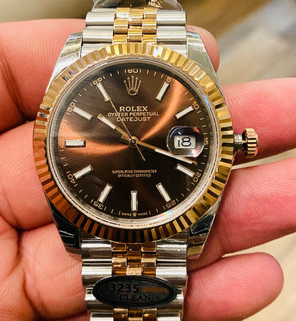 رولكس دايت جست مينا شوكليت جوبلي تو تون - كلين طبق الأصل ماكينة سويسري لا تفرق عن الأصلية