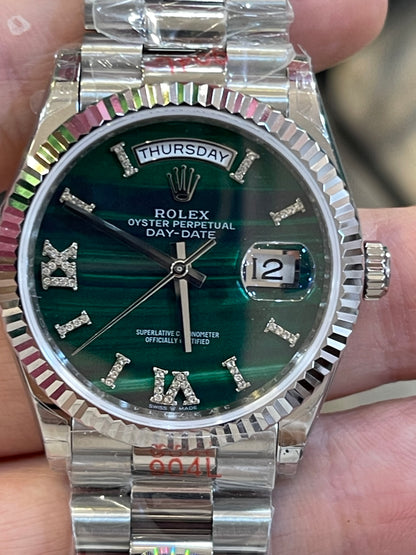 رولكس نسائي كلين طبق الأصل ارقام روماني مينا اخضر داي ديت سير بريزيدنشل
