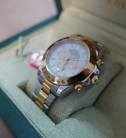 40 mm رولكس دايتونا ابيض و ذهبي سوبر كواليتي