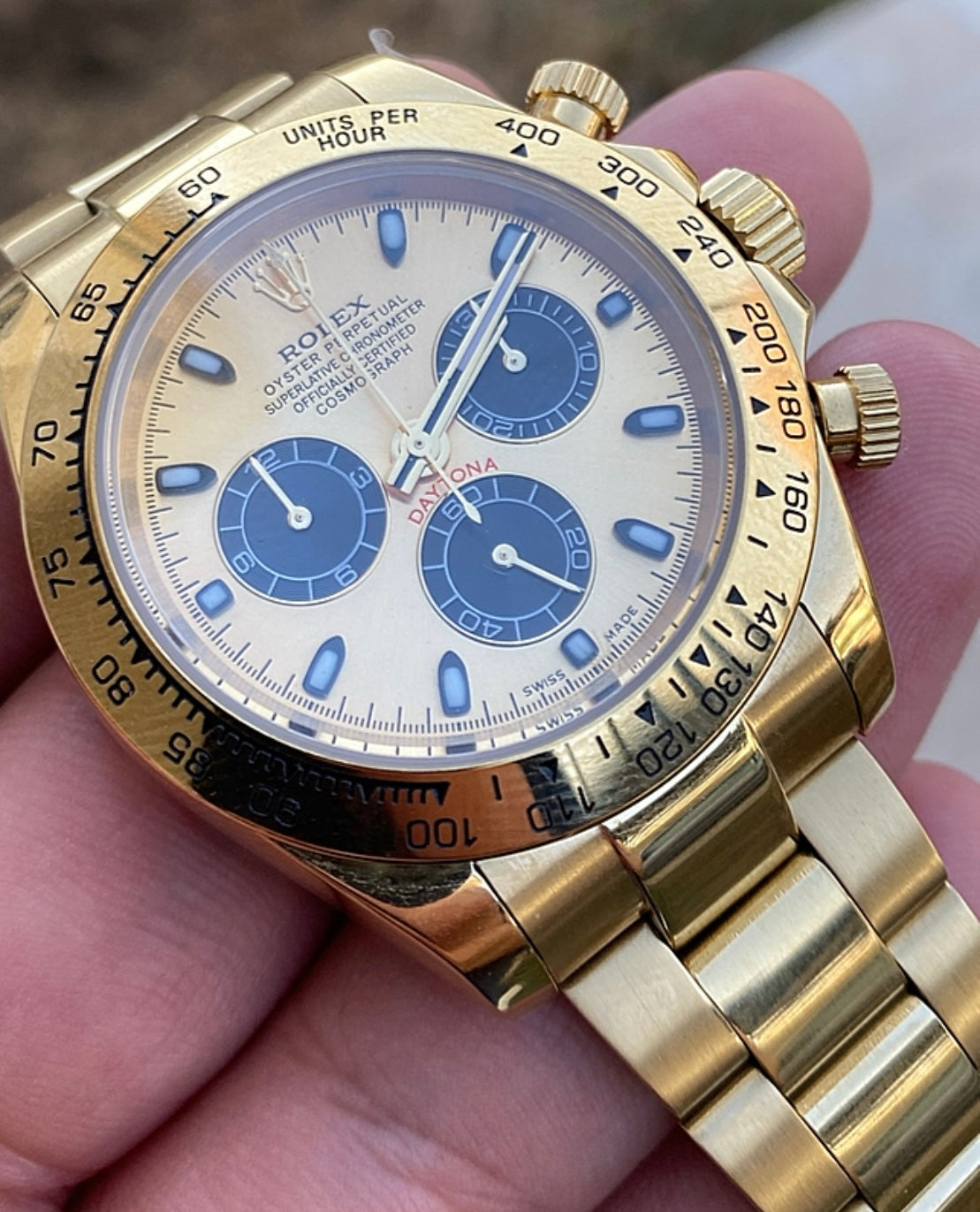 رولكس دايتونا يالو جولد - كلين طبق الاصل كوزمو جراف ماكينة حركة سويسري