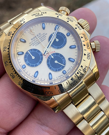 رولكس دايتونا يالو جولد - كلين طبق الاصل كوزمو جراف ماكينة حركة سويسري