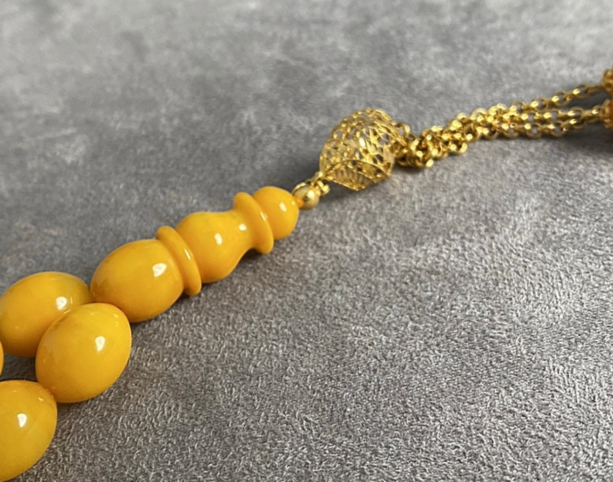 سبحة كهرب ألماني كبس - ذهب صافي عيار ٢١ ( ليس طلاء )