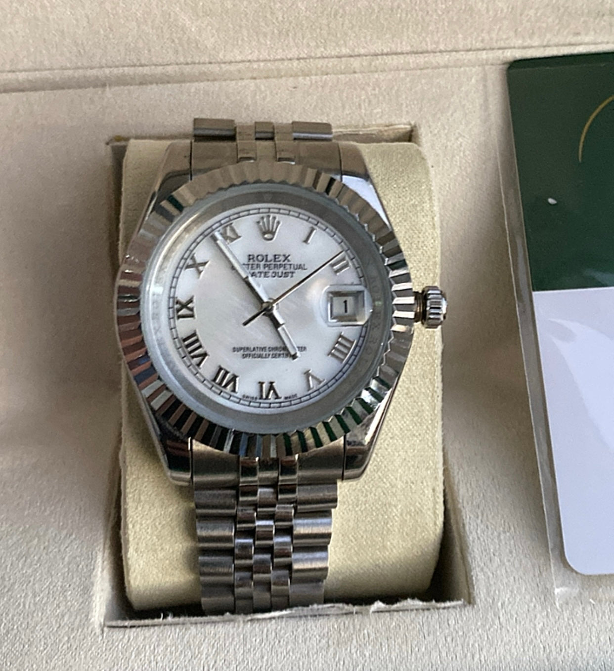 رولكس دايت جست نادرة جداً مينا صدف ارقام رومانية سير جوبلي - تطابق مع الاصلية جراند ماستر