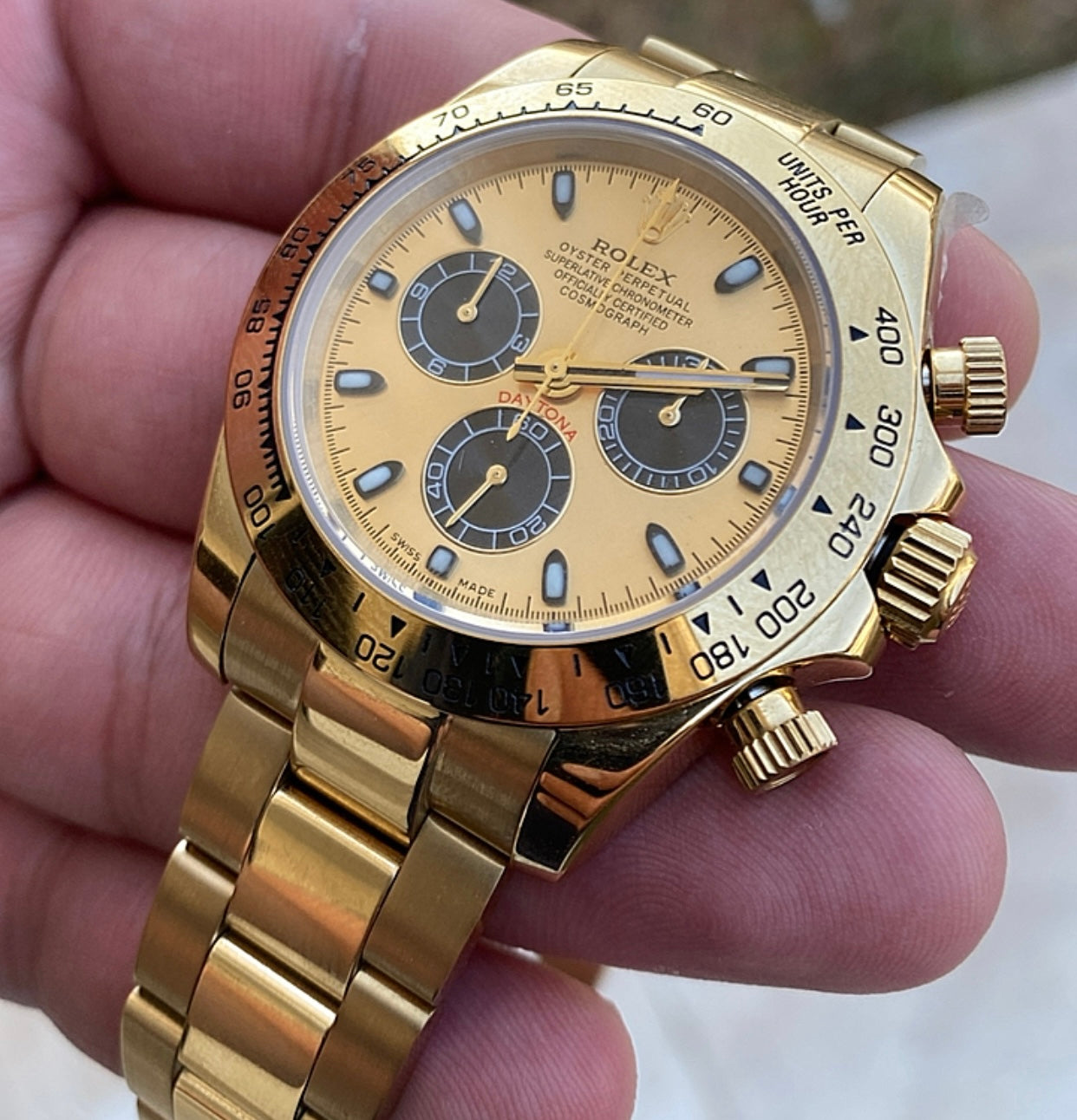 رولكس دايتونا يالو جولد - كلين طبق الاصل كوزمو جراف ماكينة حركة سويسري