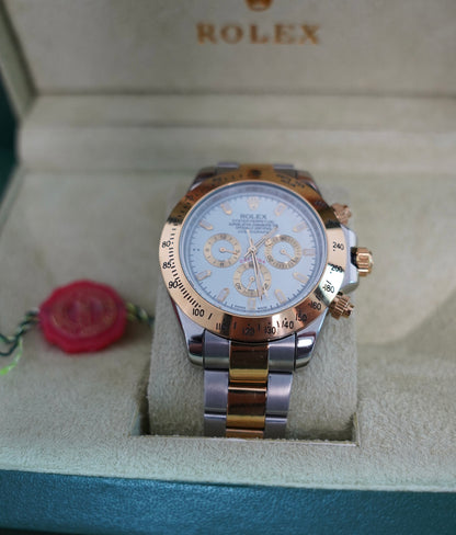 40 mm رولكس دايتونا ابيض و ذهبي سوبر كواليتي