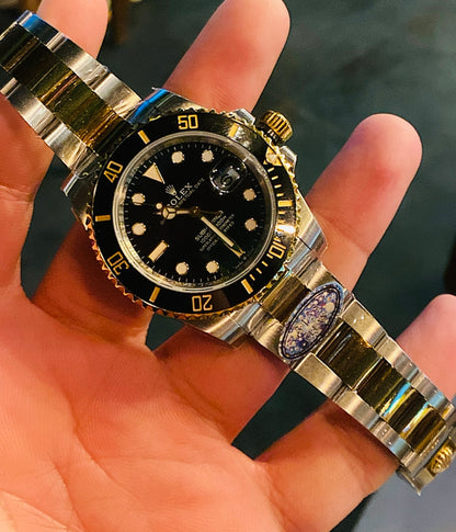 رولكس سابمارينر تو تون جولد كلين طبق الأصل - ماكينة سويسري - هذه صور الساعة الحقيقية