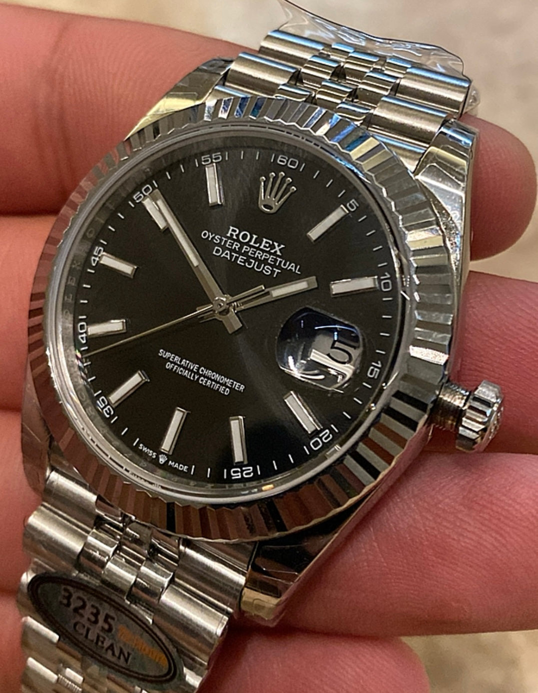 رولكس دايت جست مينا اسود ستراب جوبلي - كلين طبق الأصل ماكينة سويسري