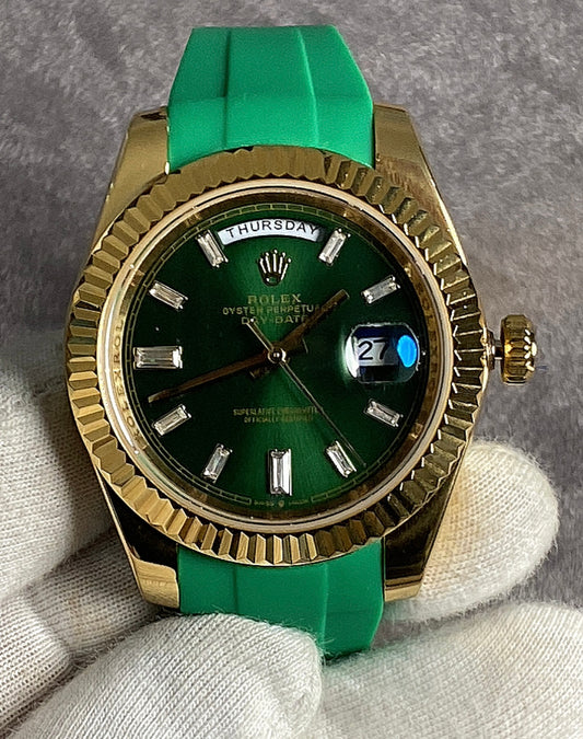 رولكس داي ديت جرين اومبريه ستراب اخضر - جودة الساعة جراند ماستر