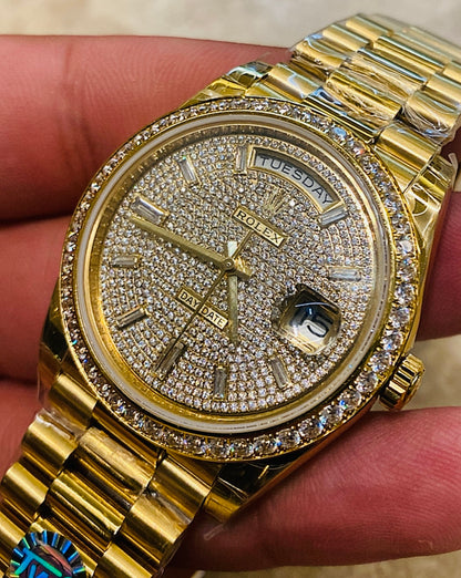 رولكس دايت ديت يالو جولد باڤيد دايال- ماكينة سويسري طبق طبق الأصل