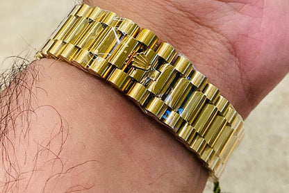 رولكس دايت ديت يالو جولد باڤيد دايال- ماكينة سويسري طبق طبق الأصل