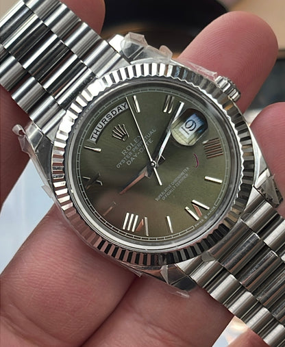 Rolex day date olive- كلين طبق الأصل