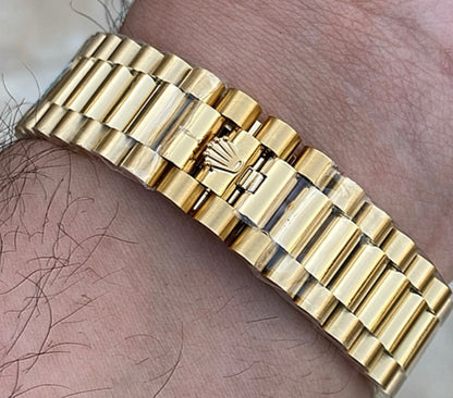 حبة واحدة في العراق- رولكس داي ديت فول ذهب اصفر طلاء ١٨ - الساعة طبق الأصل برقم تسلسلي اصلي و ماكينة سويسري مطابقة للأصل