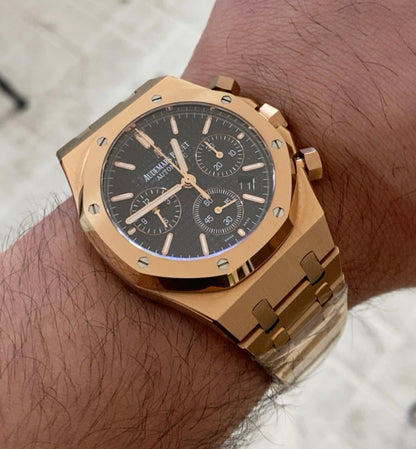 AP Chronograph- اي بي كلين روز جولد طبق الاصل تعقيدة الماكينة كرونو مطابقة للاصلية