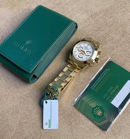 رولكس دايتونا ذهب اصفر مينا ابيض كلين - ذهب طلاء عيار ١٨  ليعطي نفس لمعان الأصلي