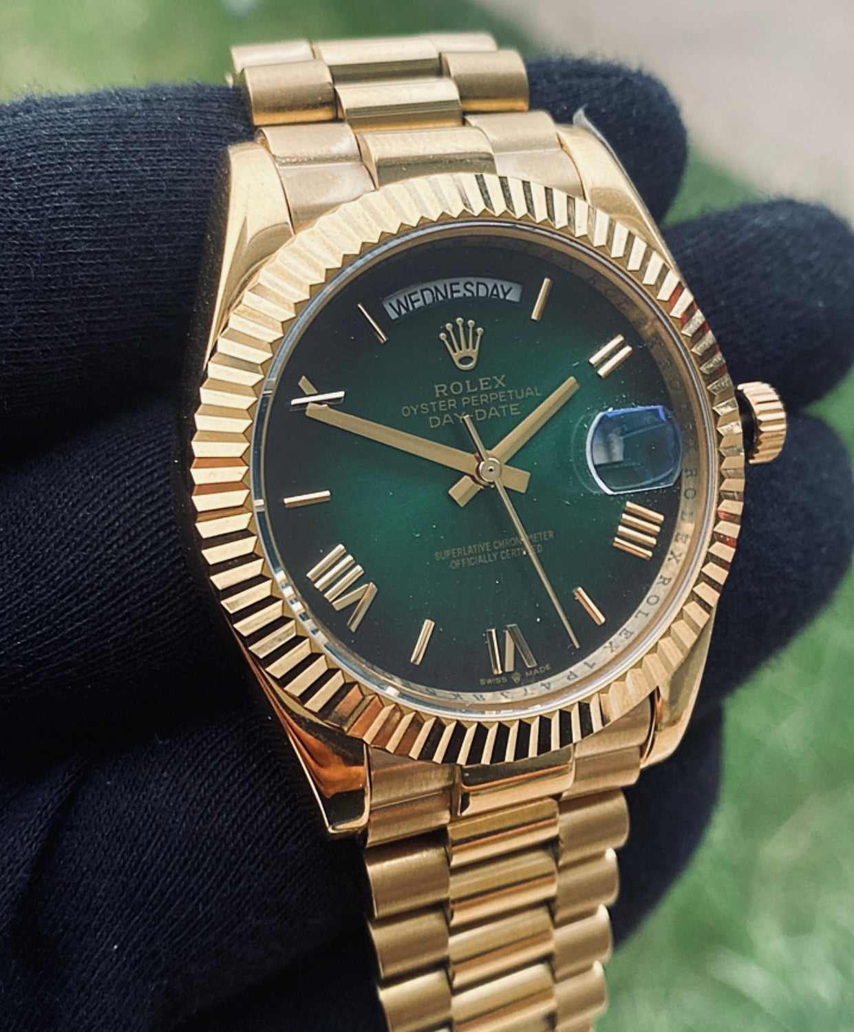 40 mm رولكس داي ديت يالو جولد جرين اومبريه - جراند ماستر