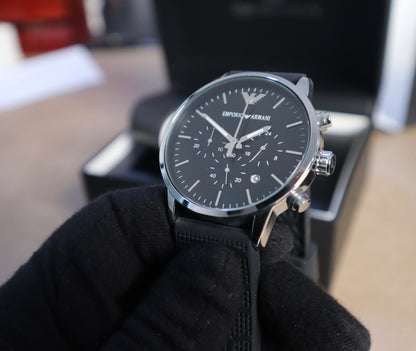 ساعة ارماني كرونو جراف اسود - متوفر قطعتين