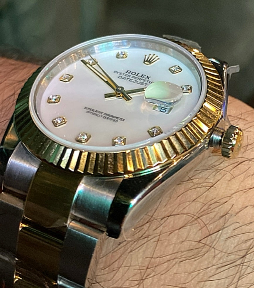 رولكس دايت جاست مينا صدف ارقام الماس - تو تون كلين طبق الأصل اعلى جودة ماكينة سويسري