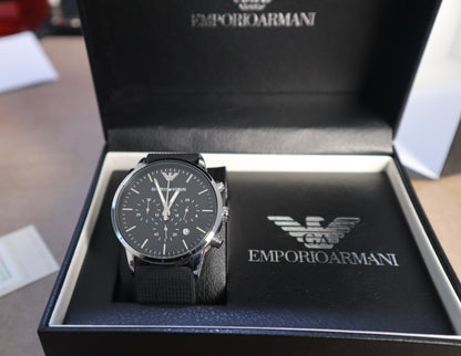 ساعة ارماني كرونو جراف اسود - متوفر قطعتين