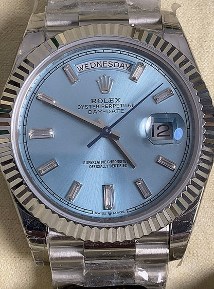 رولكس داي ديت ايس بلو كلين طبق الأصل شكل خارجي و ماكينة لا تميز ويا سيريال حقيقي