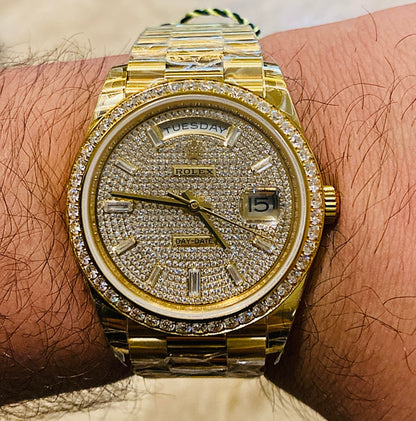 رولكس دايت ديت يالو جولد باڤيد دايال- ماكينة سويسري طبق طبق الأصل