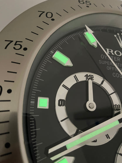 قسم رجال الأعمال ساعه حائط بتصميم رولكس دايتونا سلفر من الداخل اسود