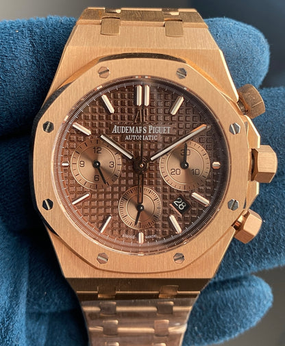 audemars piguet royal oak chronograph - كلين طبق الأصل طلاء ١٨ روز جولد ماكينة سويسري وزن متطابق و تعقيدة الكرونو