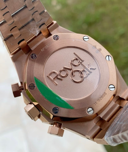 AP Chronograph- اي بي كلين روز جولد طبق الاصل تعقيدة الماكينة كرونو مطابقة للاصلية