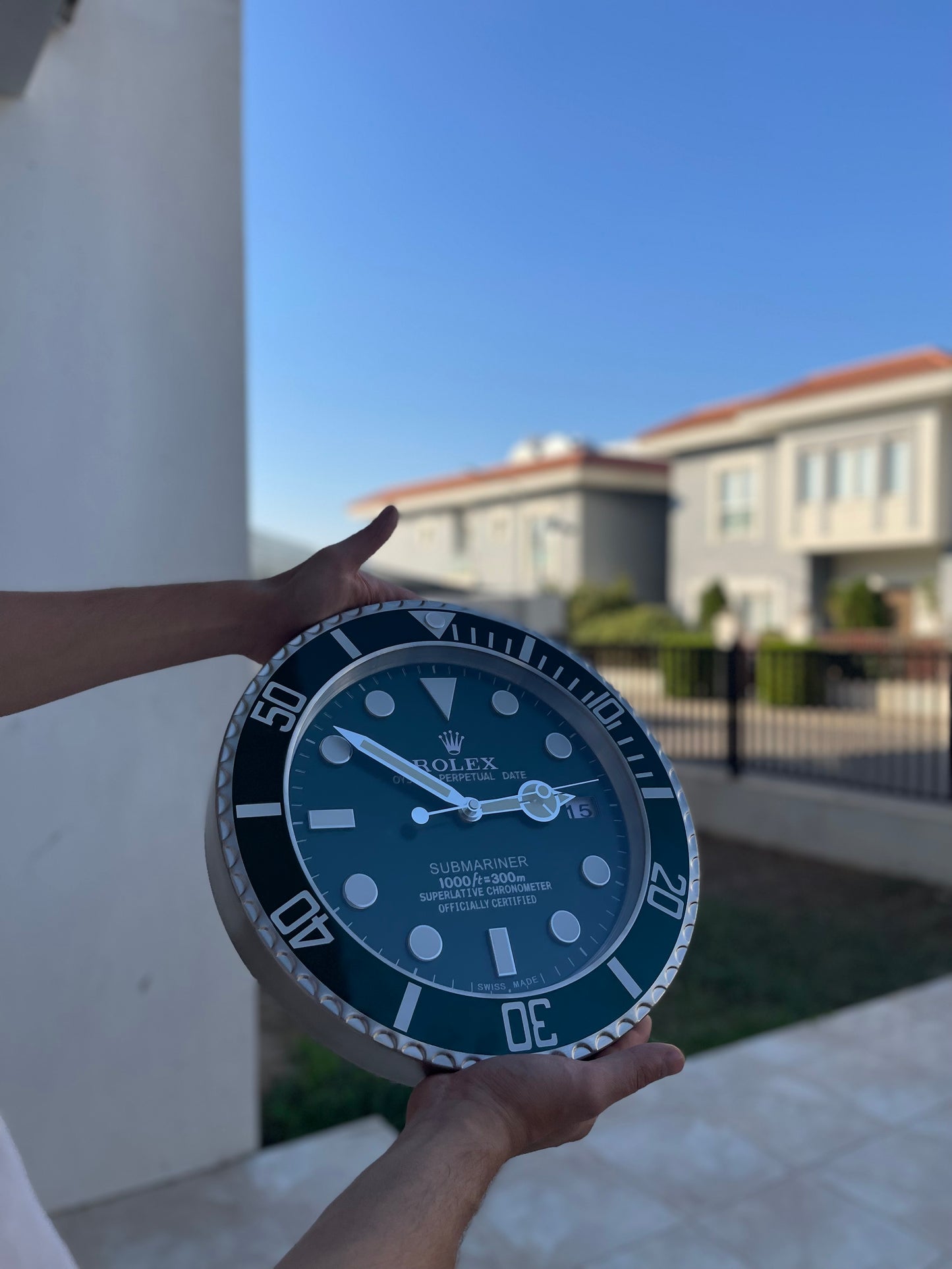 قسم رجال الاعمال - ساعة رولكس سابمارينار للحائط - صناعة يدوية للمينا منفذ تاريخ و ارقام لومينوس مثّل ساعة اليد الاصلية